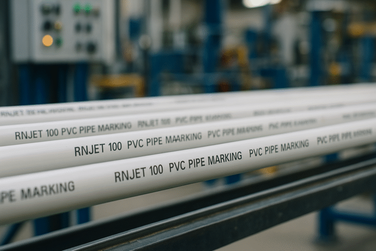 Industrielle Tintenstrahlcodierung und -markierung auf PVC-Rohren. Markierung und Rohre.png